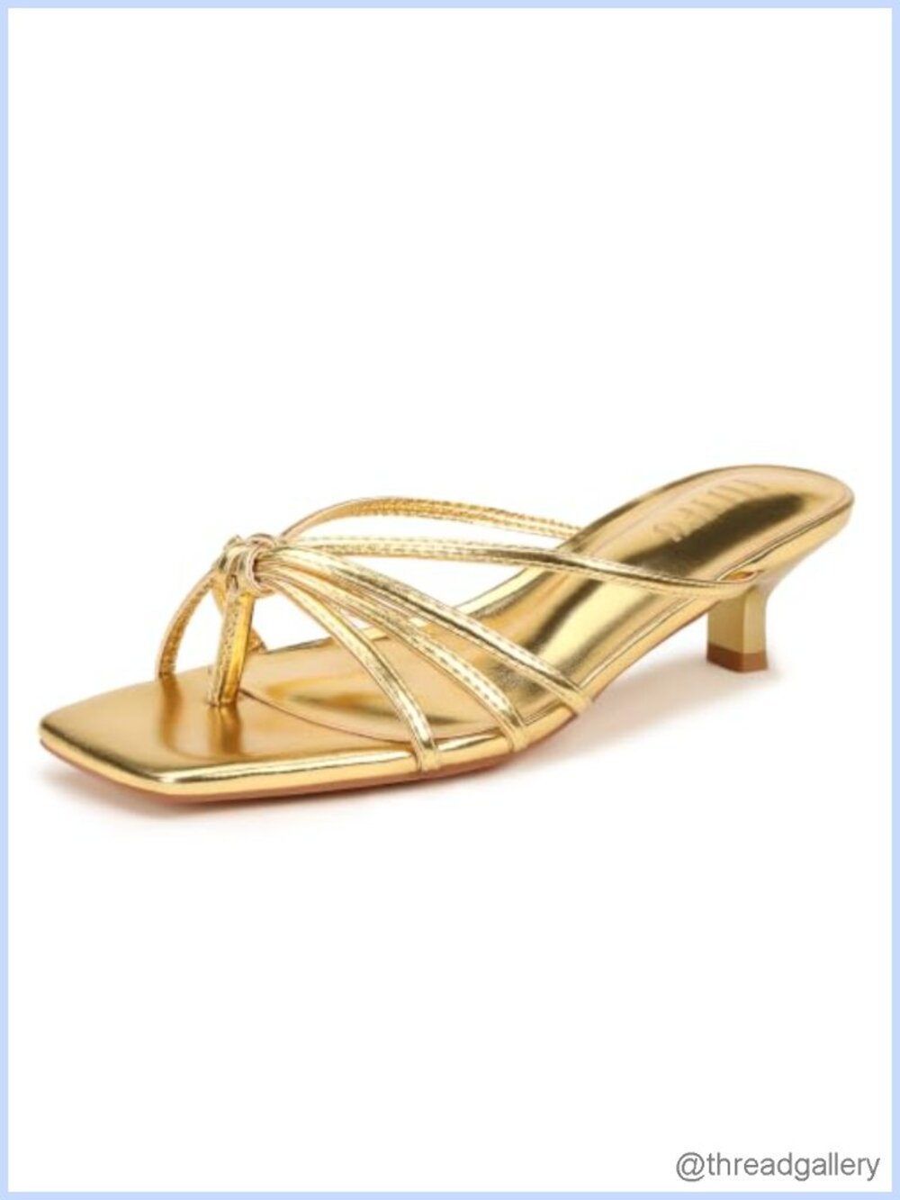 IDIFU Women's Kitten Heel Thong Sandals Square Open Toe Mule Slip On Heeled